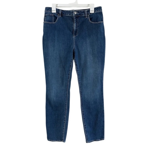 Susan Graver Slim Cut Medium Wash High Rise Jeans size 14 - Picture 1 of 9